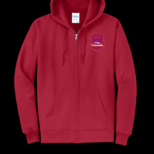 Cardinal Red CW Crest Zip Up Hoodie